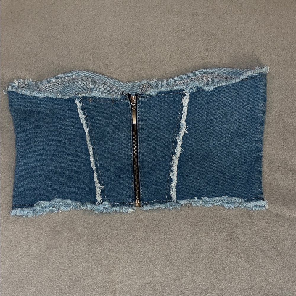 Nasty Gal Blue Denim Bustier Top - Picture 2 of 5
